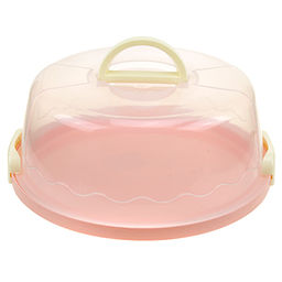 Блюдо для торта пластмассовое д30,5х12,5см, прозрачная крышка с защелками, с ручкой, цвета микс (Китай) - Домашняя мода фото 5