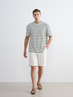 Bisiklet Yaka ?izgili Penye Erkek Ti??rt