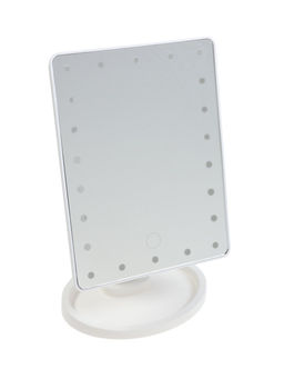Зеркало KZ-06, подсветка, 26.5 х 16 х 12 см, 22 диода, сенсорная кнопка, белое