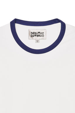 CAMISETA SLIM FIT RIB CONTRASTE / Blanco roto