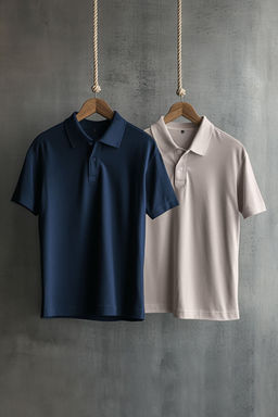 Lacivert-Gri 2li Regular/Normal Kesim %100 Pamuklu Polo Yaka T-shirt