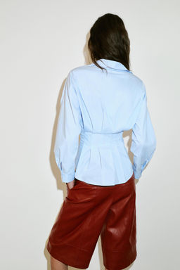 CAMISA POPEL?N PLIEGUES / Azul claro - Zara фото 5