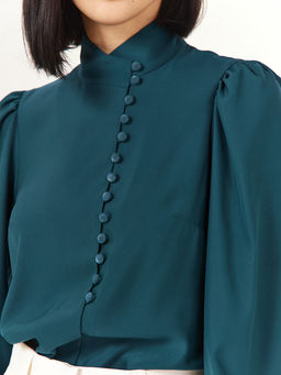 Блуза-косоворотка много пуговиц OD-55O-13 морская волна - Tantino фото 2