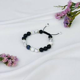 Браслет регулируемый из Лавы, Говлити и Содалита от 19 см