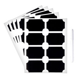 Наклейки водонепроницаемые, набор листов 5 шт., меловой маркер, размер 1 наклейки — 40 × 60 мм