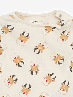 Bisiklet Yaka Bask?l? Erkek Bebek ??t??tl? Bodysuit