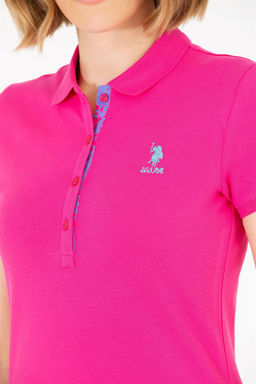 U. S. Polo Assn Женская базовая футболка цвета фуксии с воротником-поло - U.s. polo assn фото 14
