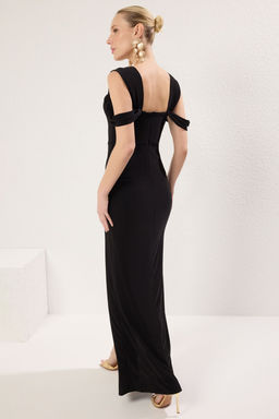 TRENDYOLMILLA K?rm?z? Kol Detayl? Orme S?k Maxi Abiye & Mezuniyet Elbise TPRSS25AE00095  фото 5