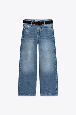 Z.10 HIGH-WAIST BELTED CULOTTES JEANS - Zara фото 8