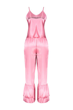 Trendyolmilla Pembe Volan Detayl? Ip Ask?l? Kapri Saten Dokuma Pijama Tak?m? THMSS24PT00014  фото 8
