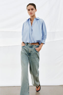 CAMISA MANGA ABULLONADA ZW COLLECTION / Azul claro - Zara фото 2