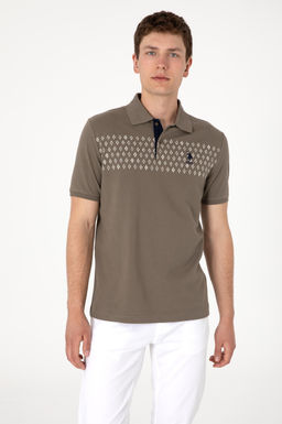 Erkek Regular Fit Polo Yaka Vizon Ti__rt Sepette S_rpriz _ndirim