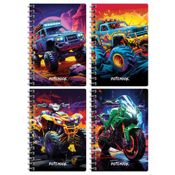 Цена за 2 шт. Книжка записная А6 80л. на гребне "Bright cars" ("BG", ЗК6гр80 12793)