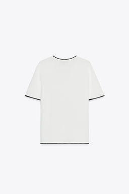 KNIT TOP WITH CONTRAST TRIMS