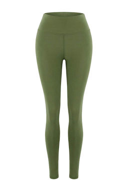 Ac?k Haki Soft F?rcal? Kumas Reflektor Bask? Detayl? Tam Boy Orme Spor Tayt THMAW25TY00020