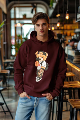 TRENDYOL MAN Lacivert Un?sex Oversize Ay?c?k Bask?l? Ici Polar/S?cak Tutan Kapusonlu Sweatshirt TMNAW25SW00210 - Trendyolmilla фото 9