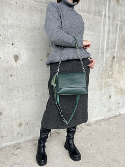 Женская кожаная сумка через плечо 8722-9 Грин - Sergio valentini фото 6