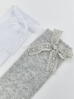 Fiyonk Detayl? K?z ?ocuk Diz Alt? ?orap 2li