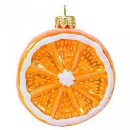 Елочная игрушка фигурка стеклянная Лимон 7,5х6х8,2см, ручная художественная роспись, подарочная упаковка (Россия)