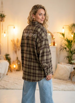 K13551 Рубашка с вышивкой OVER SIZE (хлопок) БЕЖЕВЫЙ