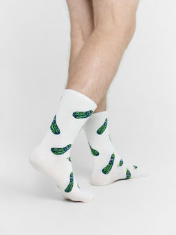 Цена за 5 пар! Носки мужские белые с рисунком в виде надписи огурца белый 107K-2738 - Mark formelle фото 2