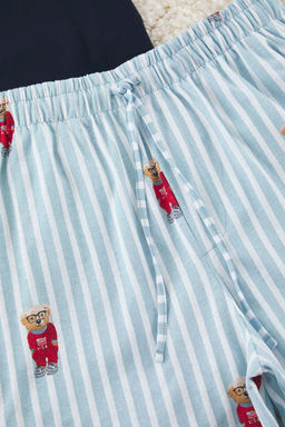 TRENDYOL MAN Gri Regular Fit Bask?l? Orme Sortlu Pijama Tak?m? TMNSS24PT00034 - Trendyolmilla фото 3