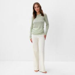 Лонгслив женский KAFTAN: Basic line, оливковый, размер 50-52