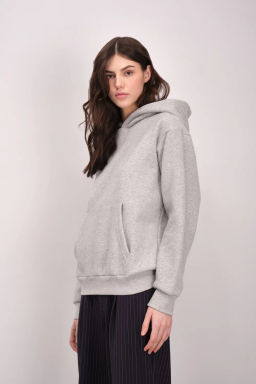 Светло-серая меланжевая толстовка с капюшоном - Incity фото 4