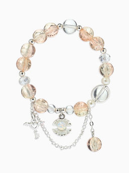 Браслет с подвесками «Сахарный» ракушка, шар №10/8, d=6 см, шампань в серебре