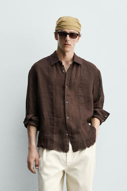 CAMISA SEMITRANSPARENTE 100% LINO / Marr?n - Zara фото 2