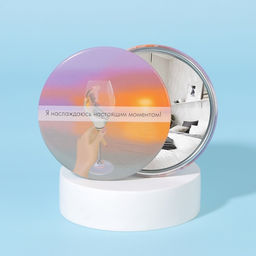 Цена за 2 шт. Зеркало карманное Закат, d=7 см, разноцветное - Qf фото 2