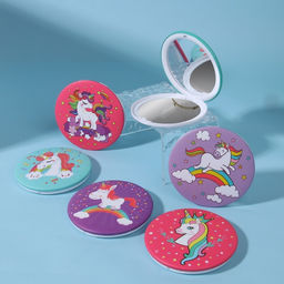 Цена за 2 шт. Зеркало складное Единороги, d=7 см, рисунок МИКС - Qf фото 3