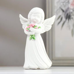 Фигурка полистоун «Белоснежный ангел-девочка с охапкой роз», 11.5×7.5×7 см, МИКС