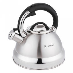 Чайник из нержавеющей стали Zeidan 3л, со свистком, 3-x слойное капсулированное индукционное дно, курковый механизм, комбинированная полировка корпуса, фиксированная комбинированная ручка, подарочная коробка (Китай) Подходит для всех видов плит, вк