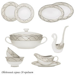 145-433 Обеденный сервиз 28пр. PANDORA CREAM в под.уп.(х2)Костяной фарфор - Lenardi фото 4