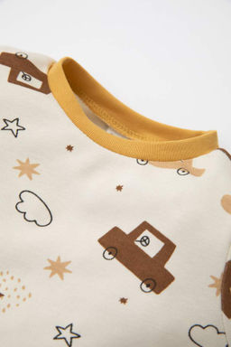 Пижамный комплект с длинными рукавами и рисунком транспортных средств для маленьких мальчиков - Defacto фото 3