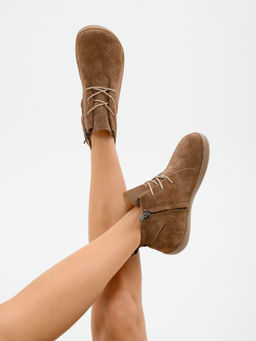 Босоногие ботинки 352.К.NATAbr.Серо-коричневая замша/кожаная подкладка