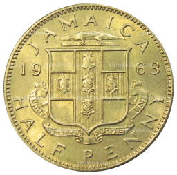 Монета 1/2 пенни 1963 года Ямайка