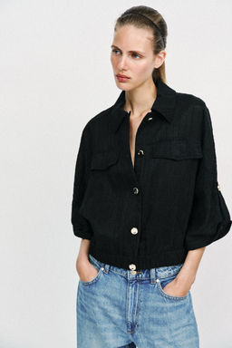 BLUSA SAFARI MANGA REMANGADA / Negro - Zara фото 2