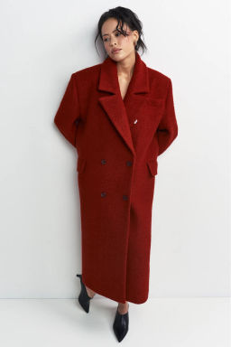 Пальто-макси из вареной шерсти Насыщенный красный