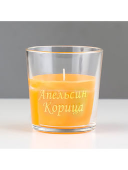 Ароматическая свеча в стакане «Апельсин и корица», 6.5×8 см, оранжевый