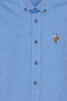 Темно-синяя базовая рубашка с длинным рукавом для мальчиков - U.s. polo assn фото 8