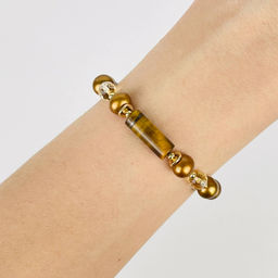 Браслет из Жемчуга тон., Цитрина и Тигрового глаза - Радуга самоцветов фото 2