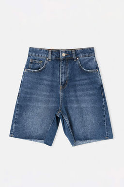 Koyu Mavi Yuksek Bel City Boy Denim Sort TWOSS26SR00107