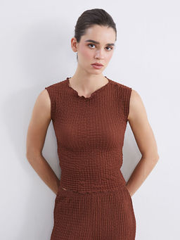 Bisiklet Yaka Dokulu Bluz