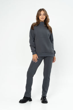 Брюки  Футер 3-х нитка начес качество пенье  332L17 графит - Solo mio фото 2