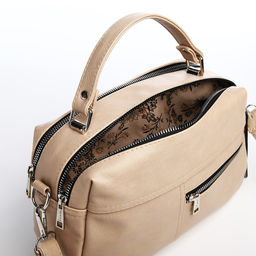 Сумка-саквояж на молнии, цвет бежевый - Simaland фото 8