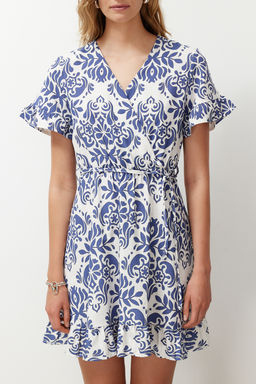 Siyah Kusakl? Cicekli F?rf?rl? Mini Dokuma Elbise TWOSS24EL00760 - Trendyolmilla фото 9