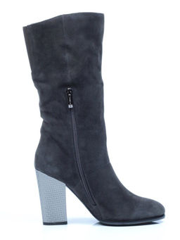 YF189-012M DARK GREY Полусапоги зимние женские (натуральная замша, натуральный мех (еврозима))