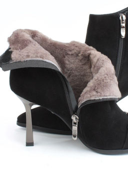 04-M3-9076 BLACK Ботильоны зимние женские (натуральная замша, натуральный мех)